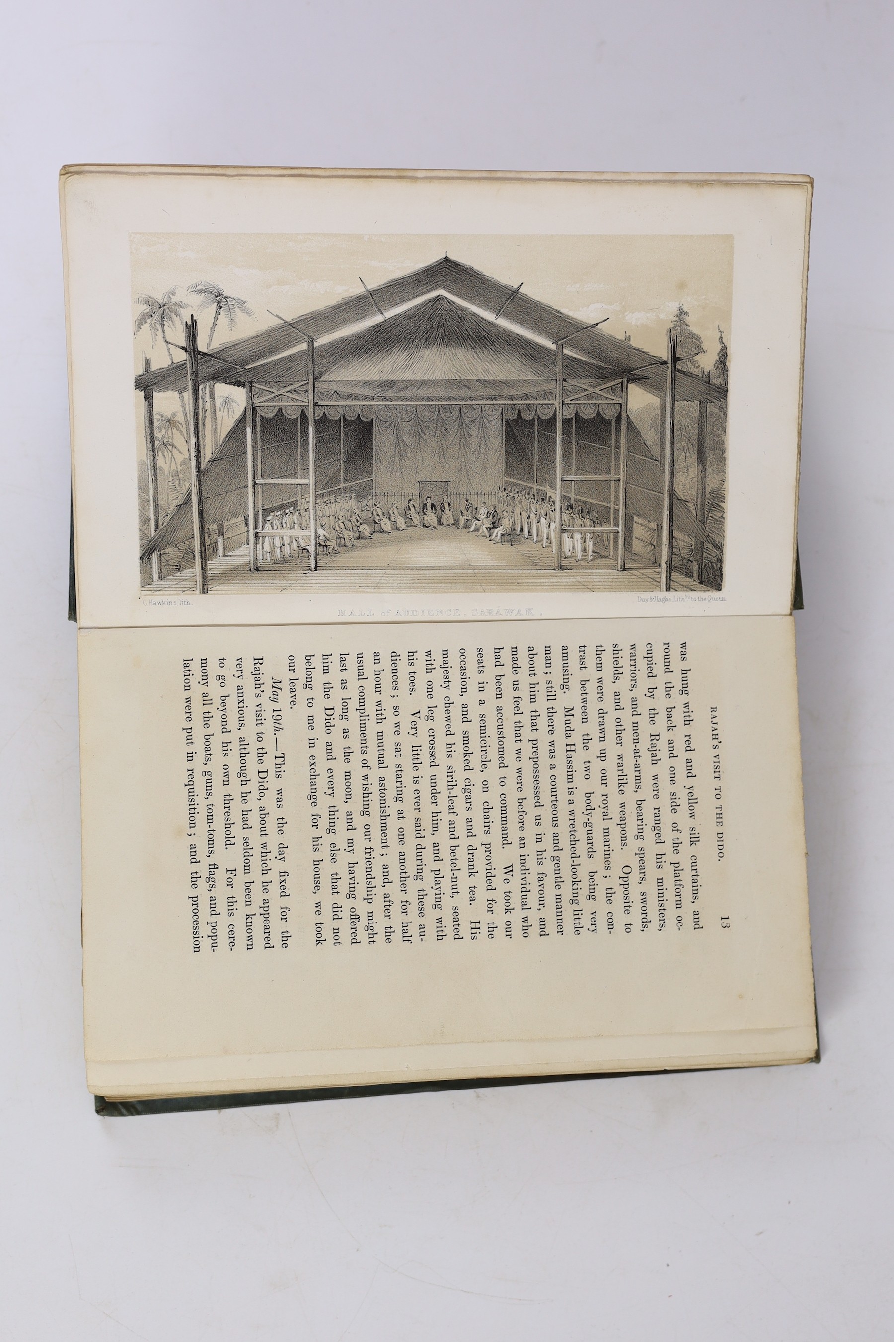 Keppel, Henry,Sir - The Expedition to Borneo of H.M.S Dido, 3rd edition, 2 vols, 8vo, original cloth, with 2 frontises, 8 plates and 6 folded maps, pencil fly leaf inscribed ‘’This copy belonged to Admiral C.B. Bonham [1